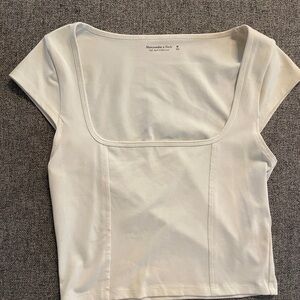 Abercrombie & Fitch Cream Fitted Crop Bodysuit